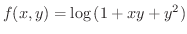 $f(x,y) = \log{(1 + xy + y^2)}$