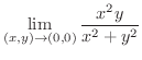 $\displaystyle \lim_{(x,y) \rightarrow (0,0)}\frac{x^{2}y}{x^2 + y^2}$