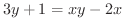 $3y + 1 = xy - 2x $