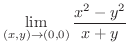 $\displaystyle{\lim_{(x,y) \to (0,0)}\frac{x^{2} - y^{2}}{x + y}}$