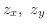 $\displaystyle{z_{x}, \ z_{y}}$
