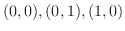 $(0,0), (0,1), (1,0)$
