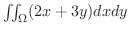$\iint_{\Omega}(2x + 3y)dxdy$