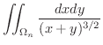 $\displaystyle \iint_{\Omega_{n}}\frac{dxdy}{(x+y)^{3/2}}$