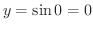 $y = \sin{0} = 0$
