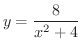 $\displaystyle{y = \frac{8}{x^2 + 4}}$