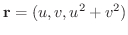 $\displaystyle{{\bf r} = (u,v,u^2 + v^2)}$