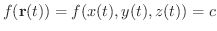 $f({\bf r}(t)) = f(x(t),y(t),z(t)) = c$