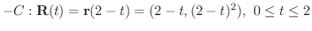 $\displaystyle -C : {\bf R}(t) = {\bf r}(2 - t) = (2-t, (2-t)^2), \ 0 \leq t \leq 2 $