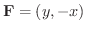 ${\bf F} = (y, -x)$