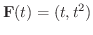 $\displaystyle{{\bf F}(t) = (t,t^{2})}$