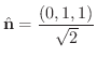 $\displaystyle{\hat{\bf n} = \frac{(0,1,1)}{\sqrt{2}}}$