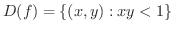 $D(f) = \{(x,y):xy < 1\}$