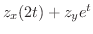 $\displaystyle{z_{x}(2t) + z_{y}e^{t}}$