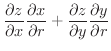 $\displaystyle \frac{\partial z}{\partial x}\frac{\partial x}{\partial r} + \frac{\partial z}{\partial y}\frac{\partial y}{\partial r}$