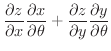 $\displaystyle \frac{\partial z}{\partial x}\frac{\partial x}{\partial \theta} + \frac{\partial z}{\partial y}\frac{\partial y}{\partial \theta}$
