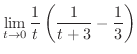 $\displaystyle{\lim_{t \rightarrow 0}\frac{1}{t}\left(\frac{1}{t+3} - \frac{1}{3}\right)}$