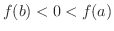 $f(b) < 0 < f(a)$