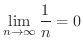 $\displaystyle \lim_{n \rightarrow \infty}\frac{1}{n} = 0 $