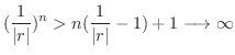 $\displaystyle (\frac{1}{\vert r\vert})^n > n(\frac{1}{\vert r\vert} - 1) + 1 \longrightarrow \infty $