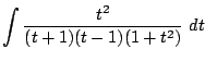 $\displaystyle \int{\frac{t^2}{(t+1)(t - 1)(1 + t^2)}} dt$