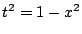 $ t^2 = 1 - x^2$