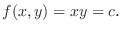 $\displaystyle f(x,y) = xy = c．$