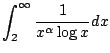 $ \displaystyle{\int_{2}^{\infty}\frac{1}{x^{\alpha} \log{x}} dx}$
