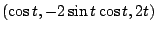 $\displaystyle (\cos{t}, -2\sin{t}\cos{t}, 2t)$