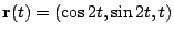 $ \displaystyle{{\bf r}(t) = (\cos{2t},\sin{2t},t)}$