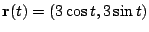 $ \displaystyle{{\bf r}(t) = (3\cos{t},3\sin{t})}$