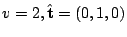 $\displaystyle v = 2, \hat{{\bf t}} = (0,1,0)$
