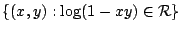 $\displaystyle \{(x,y) : \log(1 - xy) \in {\cal R}\}$