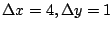 $ \Delta x = 4, \Delta y = 1$