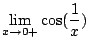 $ \displaystyle{\lim_{x \to 0+} \cos(\frac{1}{x})}$