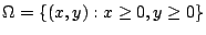 $ \Omega = \{(x,y) : x \geq 0, y \geq 0\}$