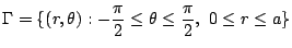 $\displaystyle \Gamma = \{(r,\theta) : -\frac{\pi}{2} \leq \theta \leq \frac{\pi}{2},  0 \leq r \leq a\}$