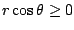$ r\cos{\theta} \geq 0$