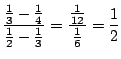 $\displaystyle \frac{\frac{1}{3} - \frac{1}{4}}{\frac{1}{2} - \frac{1}{3}} = \frac{\frac{1}{12}}{\frac{1}{6}} = \frac{1}{2}$