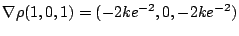 $\displaystyle \nabla \rho(1,0,1) = (-2ke^{-2},0,-2ke^{-2})$