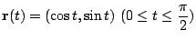 $\displaystyle {\bf r}(t) = (\cos{t},\sin{t})  (0 \leq t \leq \frac{\pi}{2})$