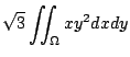 $\displaystyle \sqrt{3}\iint_{\Omega}x y^2 dx dy$