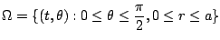 $\displaystyle \Omega = \{(t,\theta) : 0 \leq \theta \leq \frac{\pi}{2}, 0 \leq r \leq a\}$