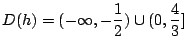 $ \displaystyle{D(h) = (-\infty,-\frac{1}{2}) \cup (0, \frac{4}{3}]}$