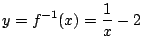 $ \displaystyle{y = f^{-1}(x) = \frac{1}{x} - 2}$