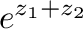 $\displaystyle e^{z_{1} + z_{2}}$