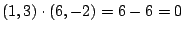 $ (1,3) \cdot (6,-2) = 6 - 6 = 0$