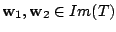 $ {\bf w}_{1},{\bf w}_{2} \in Im(T)$