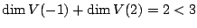 $\displaystyle \dim V(-1) + \dim V(2) = 2 < 3 $