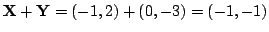 $ {\mathbf X} + {\mathbf Y} = (-1,2) + (0,-3) = (-1,-1)$